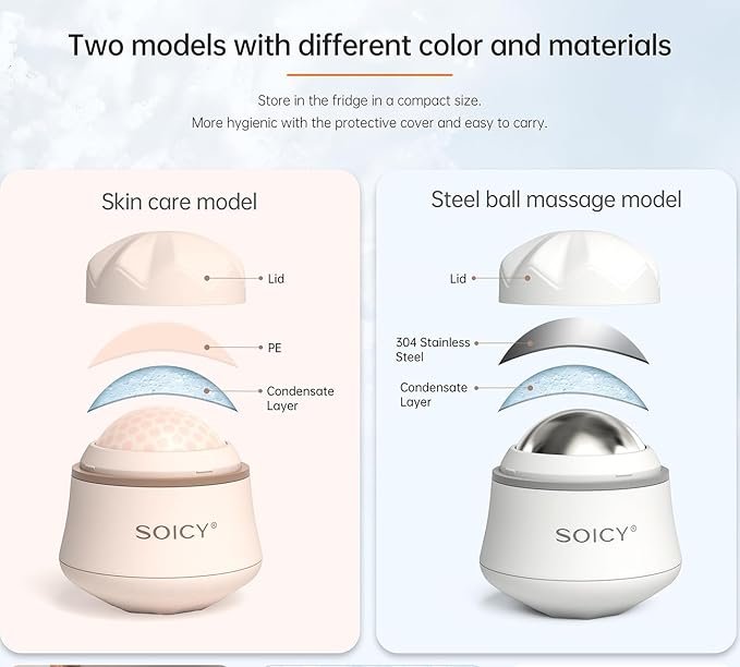 OPENDGO Facial Ice Roller 360° Rotating Massager Roller Ball Cooling Face Ice Roller for Reduce Puffiness and Relief Migraine, Pain,Ice Face Eye Massage Roller, Skin Care Tools