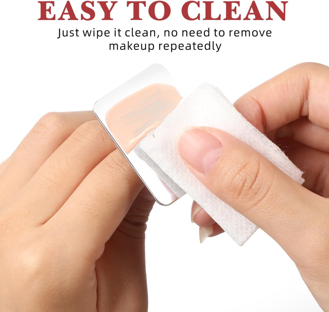 NUOBESTY Stainless Steel Nail Art Palette Ring for Mixing Lipstick Foundation Concealer and Pigments Easy-to-Clean Finger Palette Tool for Professional Salon and Home Use 2Pcs