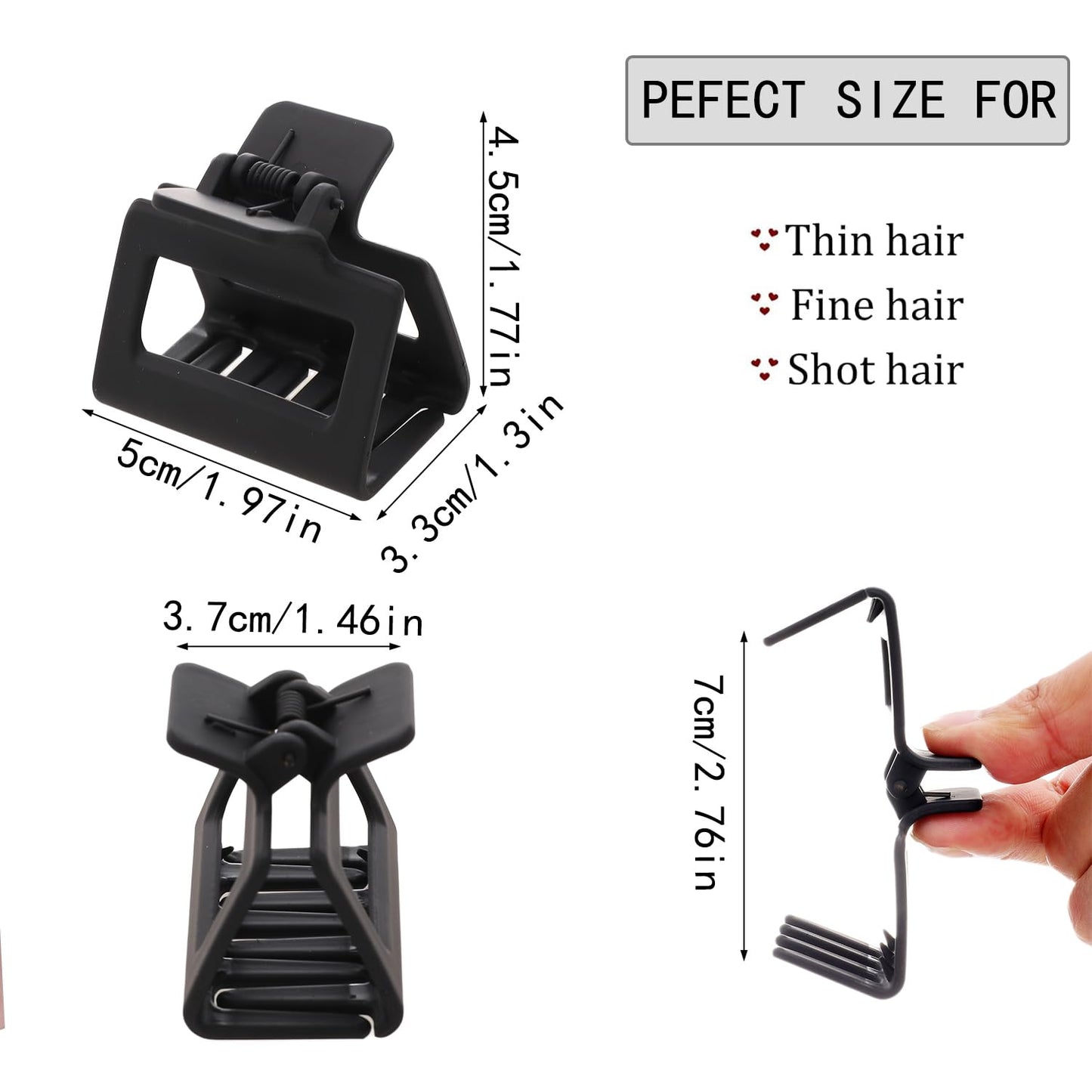 18 Pack Square Small Hair Clips for Women Girls,2 Inch Matte Rubber Coating Medium Claw Clips Thin Short Hair,Strong Hold Jaw Clips(Neutral Color Hair Accessories)