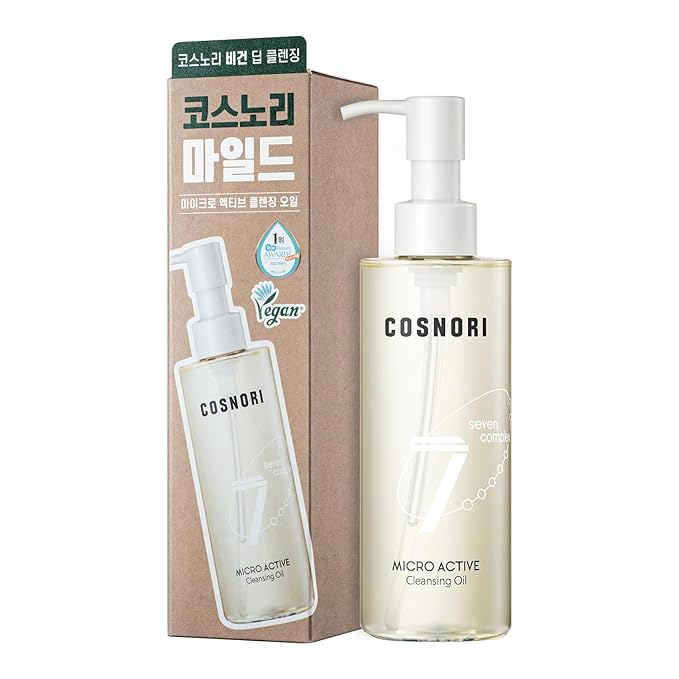 COSNORI Micro Active Cleansing Oil – Korean Vegan Facial Cleansing Oil, Fresh and Light Finish – Gentle Makeup Remover for Face, Hypoallergic, Fermented Oil Complexes, 6.7 fl.oz.