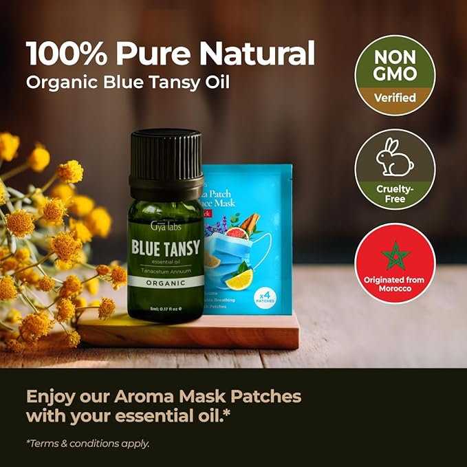 Gya Labs Blue Tansy Essential Oils for Skin - 100% Pure Natural Organic Blue Tansy Oil for Face, Diffuser, Candle Making (0.17 Fl Oz)