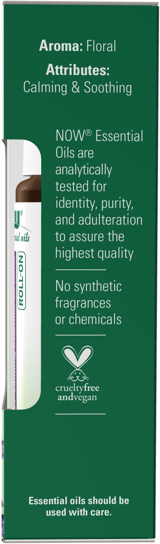 NOW Essential Oils, Lavender Roll-On, Certified Organic, Calming Blend, Steam Distilled, Topical Aromatherapy, 10-mL (Pack of 2)