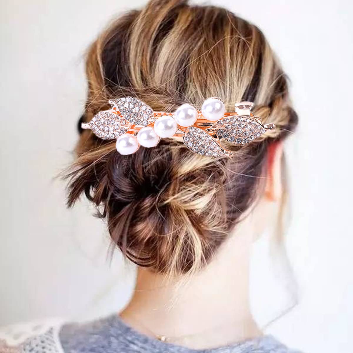 3 Pieces Beautiful Rhinestones Retro Classic Large Hair Clips Hair Accessories for Thick Hair Wedding Hairpin Bridal Pin 6cm, 1-Pearl Multicolor A