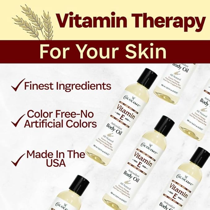Cococare Natural Vitamin E Antioxidant Body Oil - Vitamin Therapy for All Skin Types - 8.5 fl oz - Pack of 2