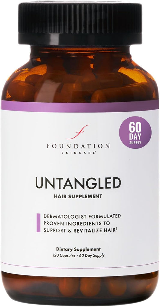 Foundation Skincare UnTangled Hair Vitamins (60-day supply) - Collagen & Biotin Supplement for Women & Men, Visibly Thicker, Faster Hair Growth