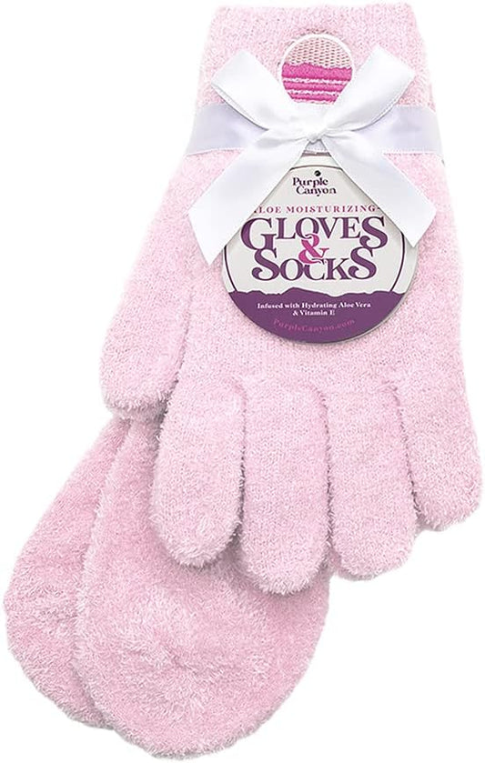 Moisturizing Socks and Gloves Set | Pink Fuzzy Socks and Gloves with Aloe and Vitamin E for Women | Women's Gifts for Self-Care