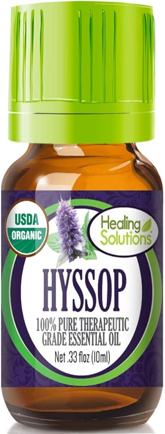 Healing Solutions Hyssop Essential Oil (10ml, 0.33 oz) – Organic, Pure, Undiluted, Therapeutic Grade Hyssop Oil for Hair, Skin & Diffuser