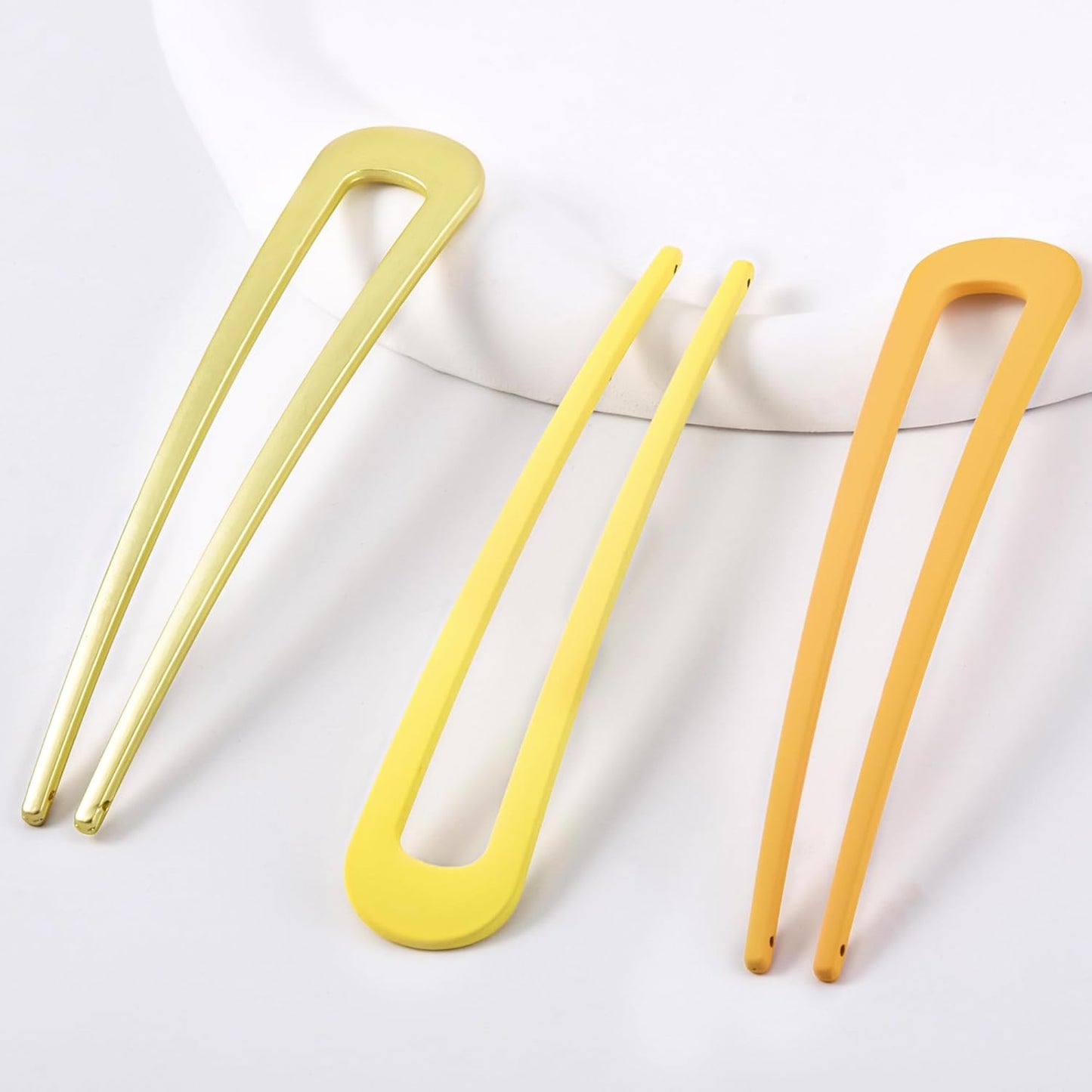 6Pcs Metal French Hair Pins for Women U Shape Sticks 3.9 Inch Vintage Fork for Hairstyle Accessories(Gold/Orange/Yellow)