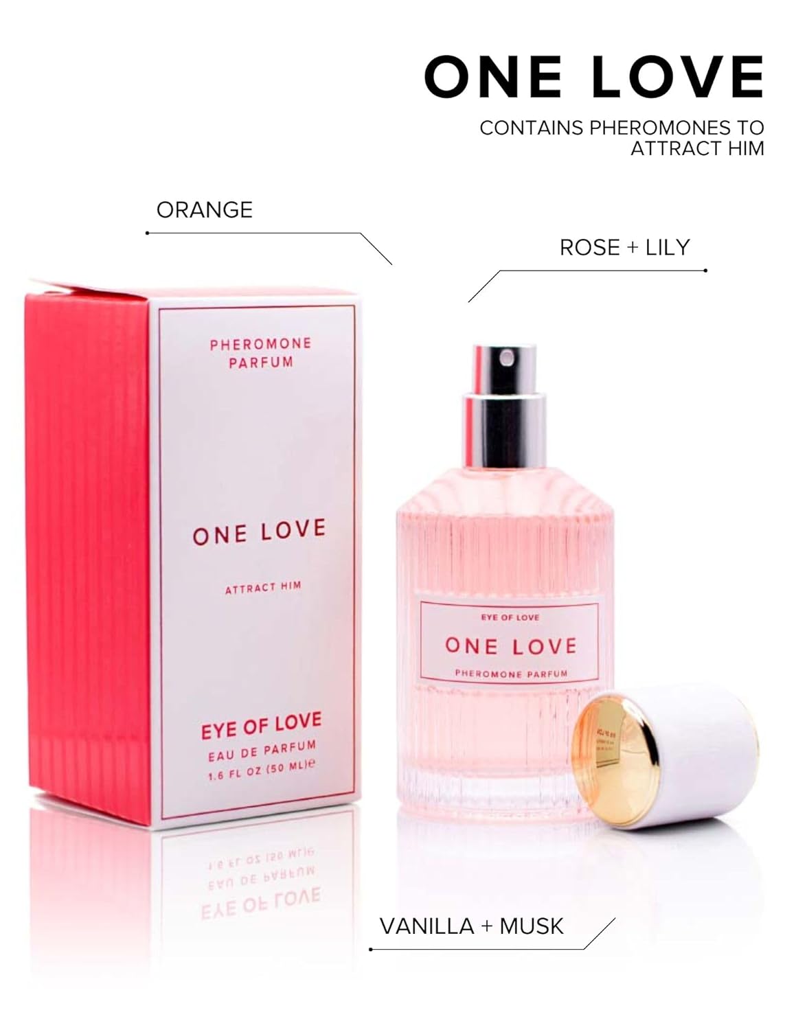 Eye of Love One Love Pheromone Perfume for Women - Romantic Floral Cologne with Rose Jasmine Vanilla - Plant-Based Long Lasting Fragrances for Special Moments - 50ml/1.6fl oz