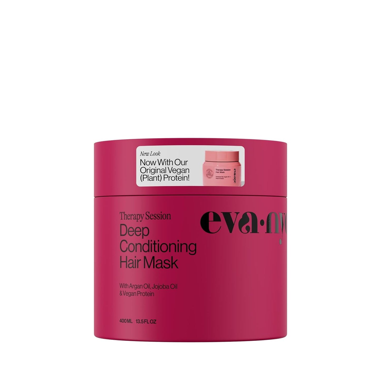 Eva NYC Therapy Session Deep Conditioning Hair Mask with Vegan Protein, Jojoba Oil + Argan Oil - Hydrate, Soften + Repair Hair Strength - Sulfate Free - Warm Vanilla Scent - 13.5 fl oz