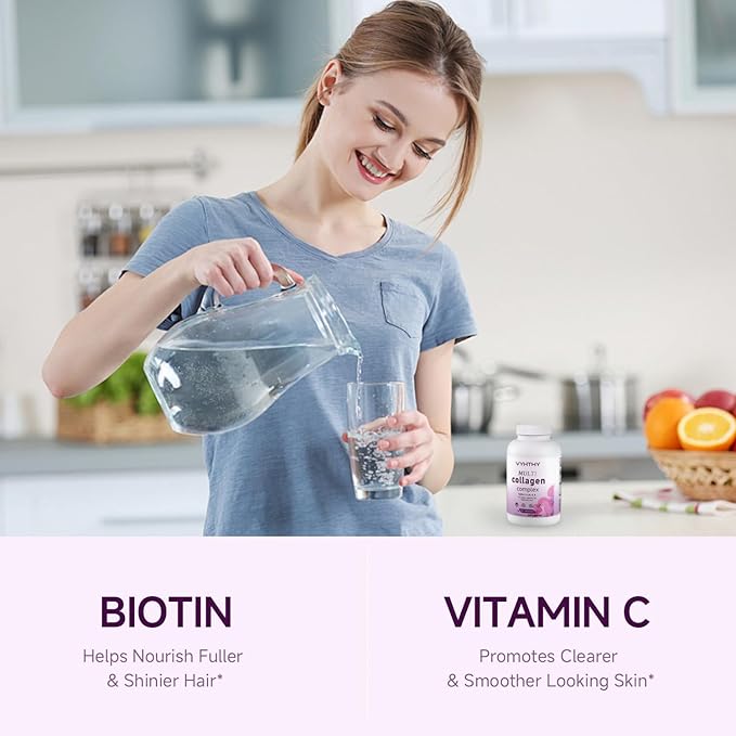 VYHTHY Multi-Collagen Capsules for Women & Men – 240 Count | Type I, II, III, V, X Hydrolyzed Collagen Peptides with Biotin, Hyaluronic Acid & Vitamin C | Hair, Skin, Nails, and Joint Support