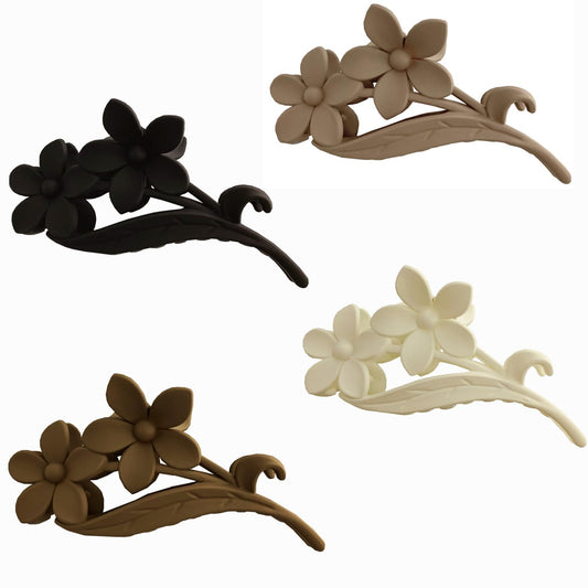 MARY LAVENDER Big Claw Clips Flower Shape for Women and Girls, Non Slip Strong Hold Hair Clips for Thick Hair, 4 Neutral Colors