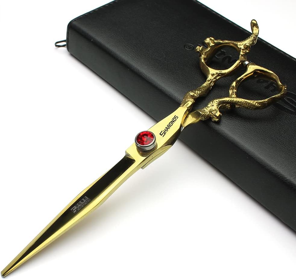 6 inch /7 inch salon professional salon scissors salon hairdresser hair cutting hairstyle pruning tools Japan 440c high hardness stainless steel golden (Gold)