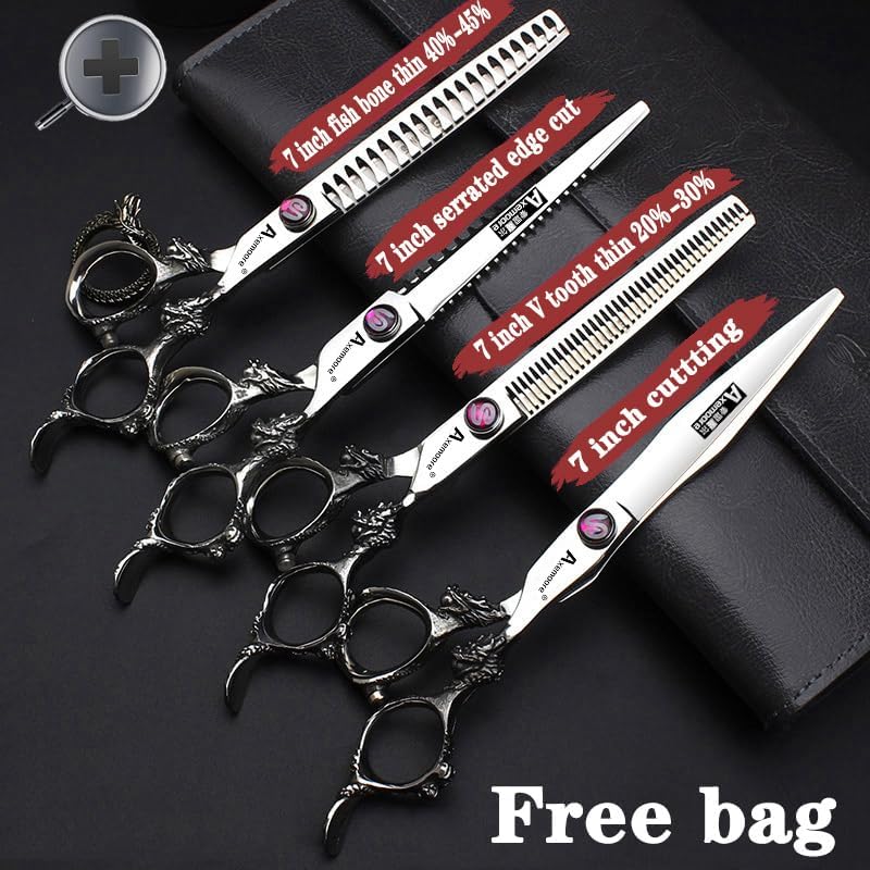7/7.5/8/9 Inch Salon Professional Hairdressing Scissors Barber Hairstyling Special Tools (7 inch 4pc)