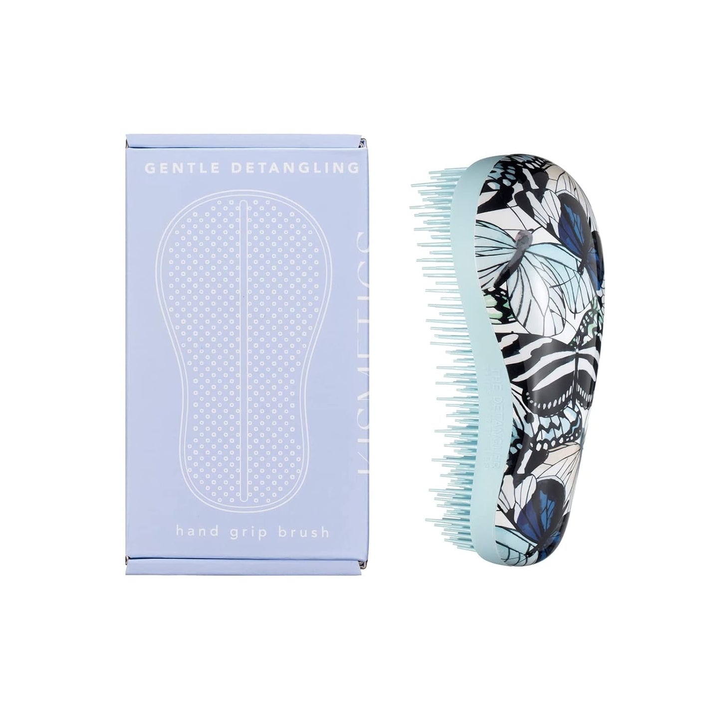 Hand Grip Brush, Gentle Detangling, Detangler Hair Brush for All Hair Types. For use on Wet or Dry Hair (Blue Butterfly)