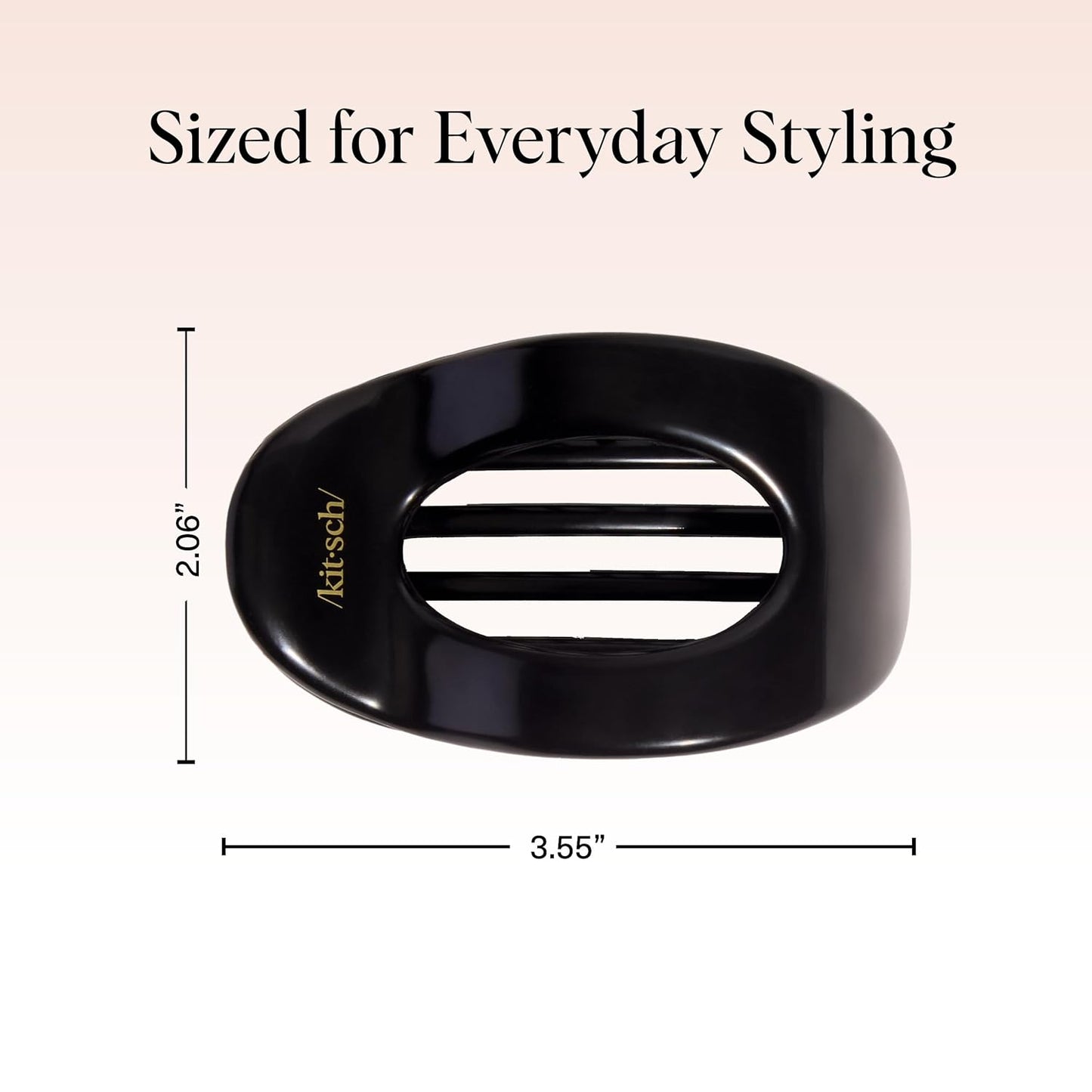 Kitsch Medium Flat Claw Clips for Women - Stylish Flat Hair Clips, Strong Hold for Thick & Fine Hair | Non-Slip for Secure, Comfortable All-Day Wear | Ideal Gifts for Women - Black