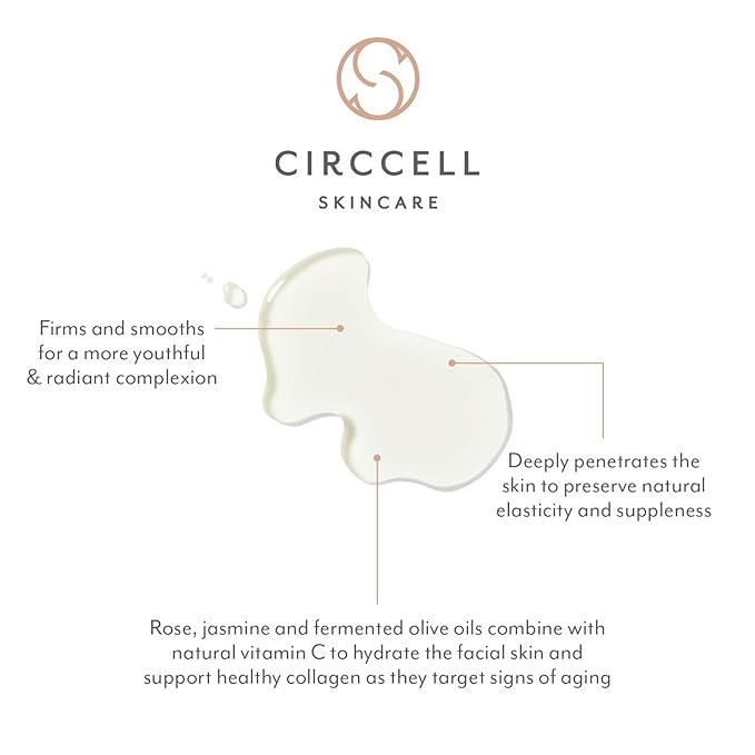 CIRCCELL Extraordinary Face Oil - Jacqueline's Blend for Brightening & Anti-Aging – Hydrating Natural Skin Care Treatment with Vitamin C, Rose & Jasmine Oils - All Skin Types, 30 ml