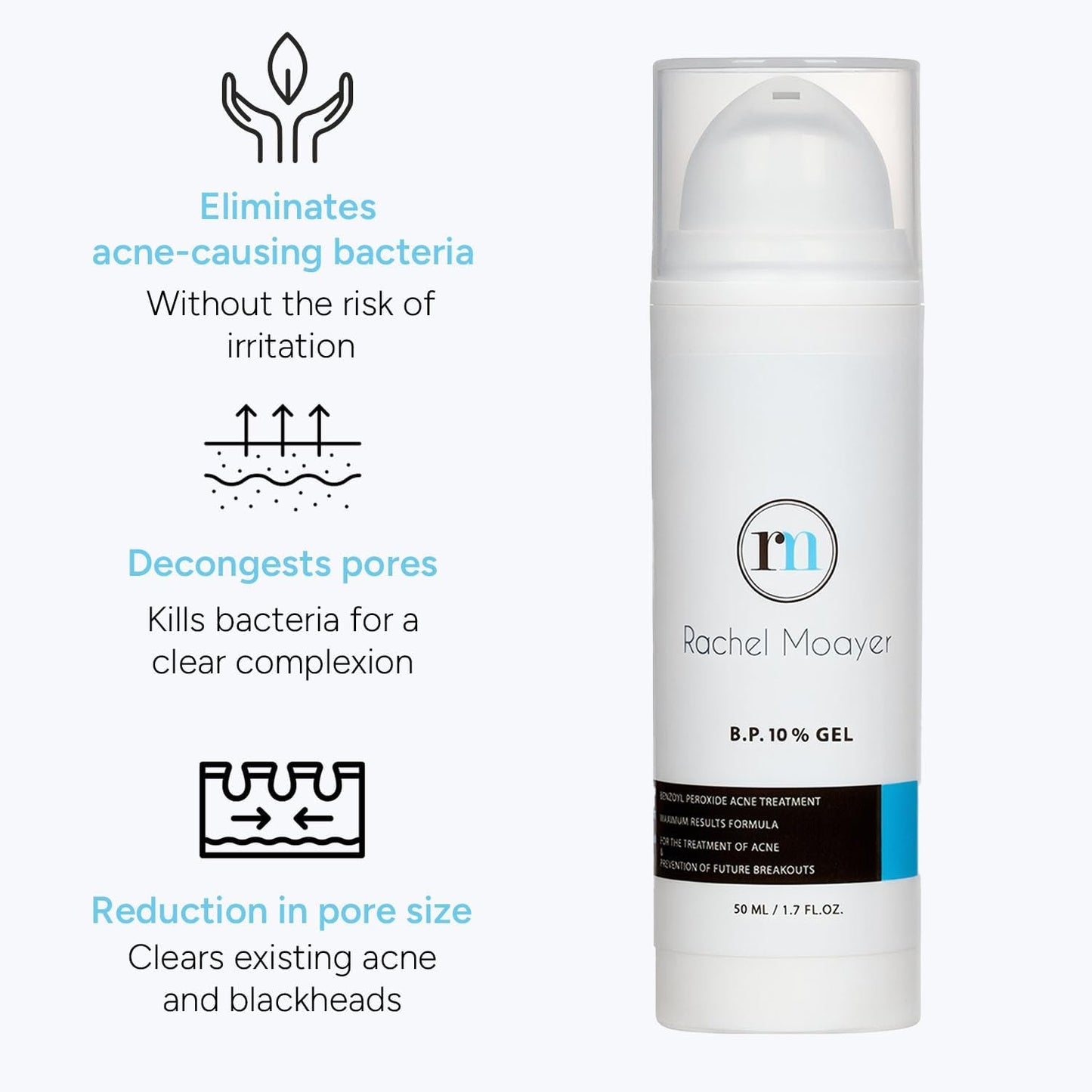 RM Benzoyl Peroxide Face and Body Gel 10% Medical grade Micronized benzoyl peroxide (without the prescription) acne treatment