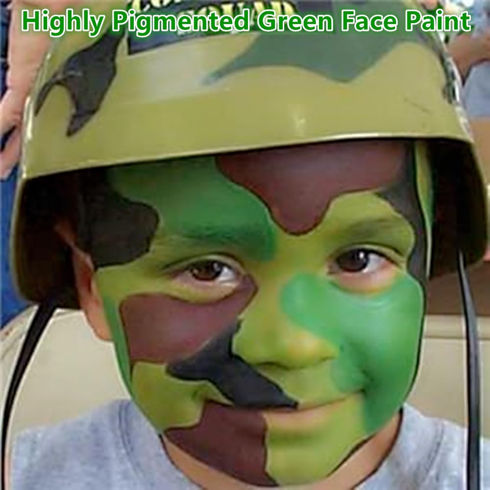 Go Ho Witch Green Cream-Blendable Stick,High Pigment Green Eye Black Face Body Paint,Hypoallergenic Camo Face Paint Stick,Safe Lipstick/Facepaint for Halloween SFX Makeup