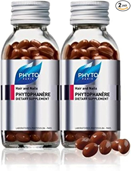 PHYTO Phytophanère 100% Natural Hair Loss Thinning Dietary Supplement, 4-Month Supply,Capsule, 120 Count (Pack of 2)
