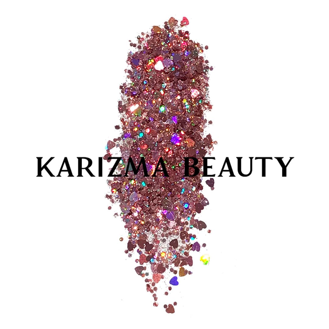 KARIZMA Self Love Heart Glitter. 10g Chunky Face, Hair, Eye, Body for Women. Rave, Festival Accessories, Cosmetic Makeup. Loose Set