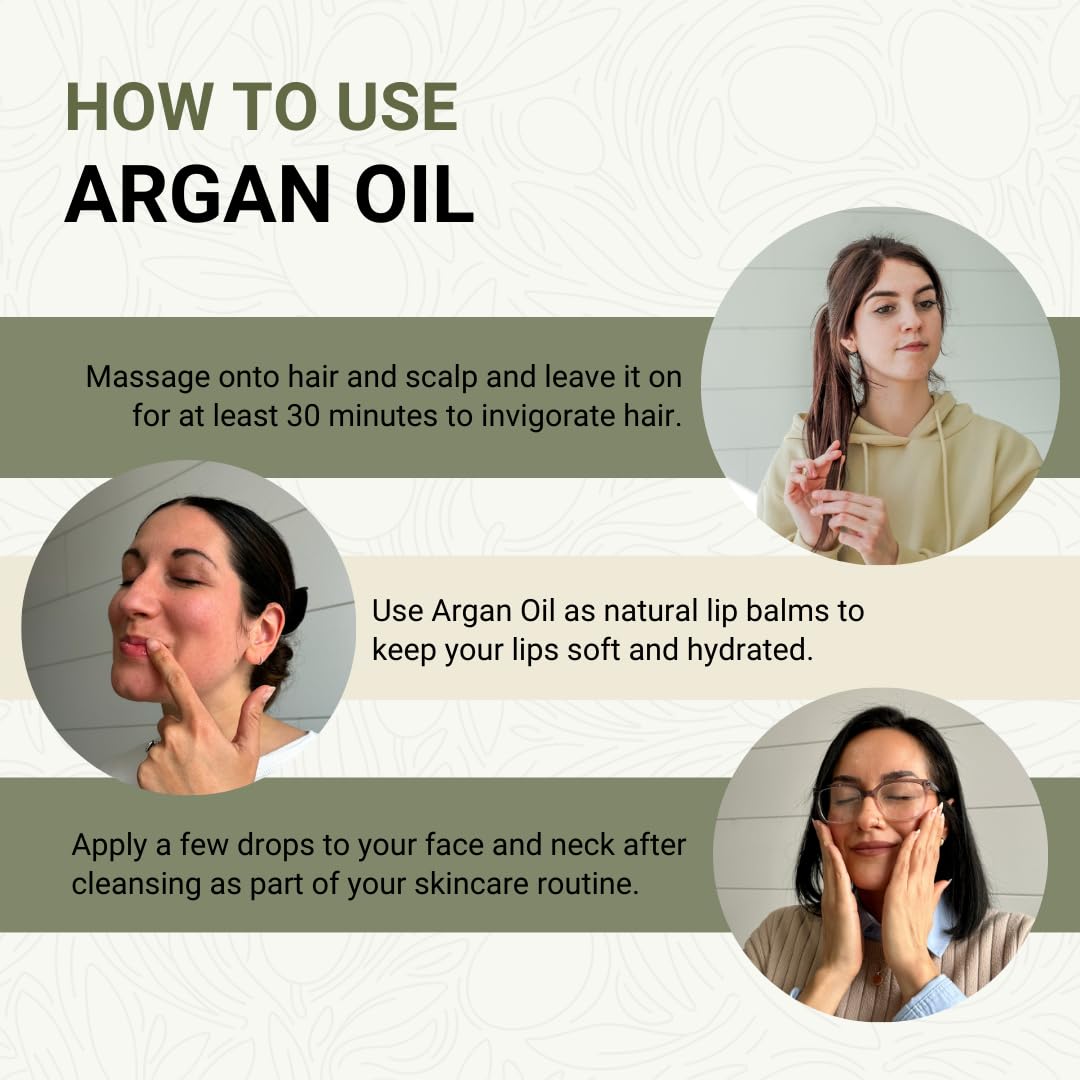Argan Oil for Hair Growth Oil 1 Gallon (Aceite de Argan) - 100% Pure Cold Pressed Moroccan Oils - Suitable for Colored & Damaged Hair, Face, Body Oils, Nail & Scalp