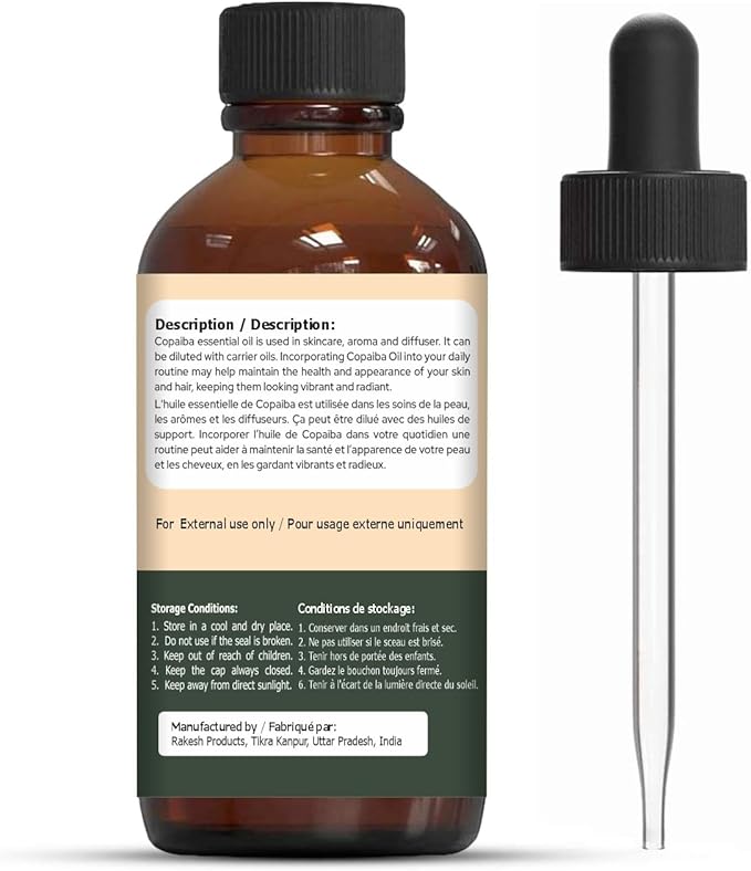 Copaiba (Copaifera officinalis) Oil | Pure & Natural Essential Oil for Skincare, Aroma and Diffusers- 30ml/1.01fl oz