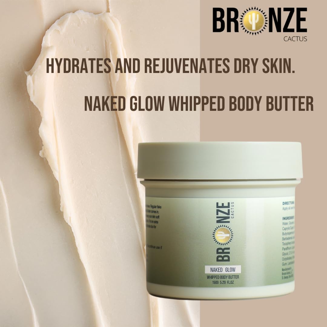 Naked Glow Whipped Body Butter for Dry Skin - Hydrating, Smoothing, Body Butter for Women and Men - Skin Moisturizer for Smooth and Glowing Skin - with Papaya Scent
