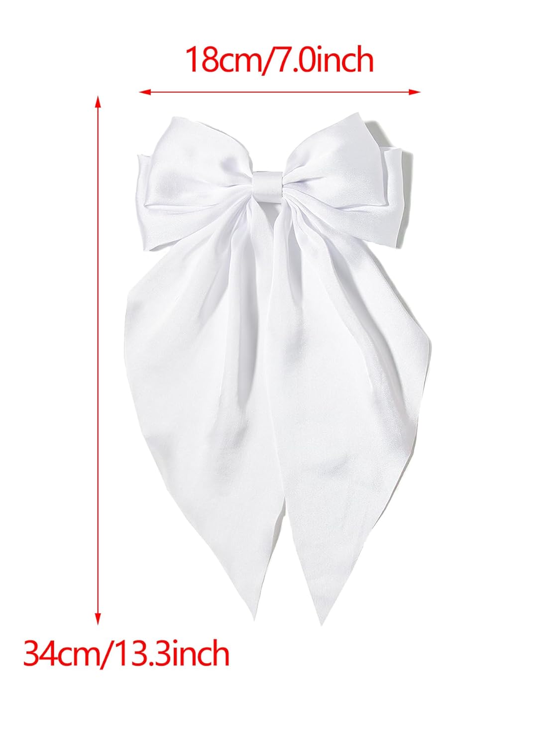 Furling Pompoms Hair Bows Clips for Women Large Bow Clips for Girls Satin Long Tails with Alligator Clips Big Hair Bow Hair Accessories (Red White)