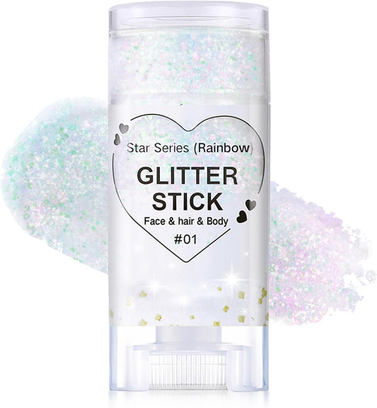 Sparkling Pink Body Glitter Stick, Halloween Face Glitter Makeup,Holographic Hair Glitters Mermaid Makeup Rave Outfits for Women, Shimmer Face Paint Stick for Christmas (Sparkling Pink)