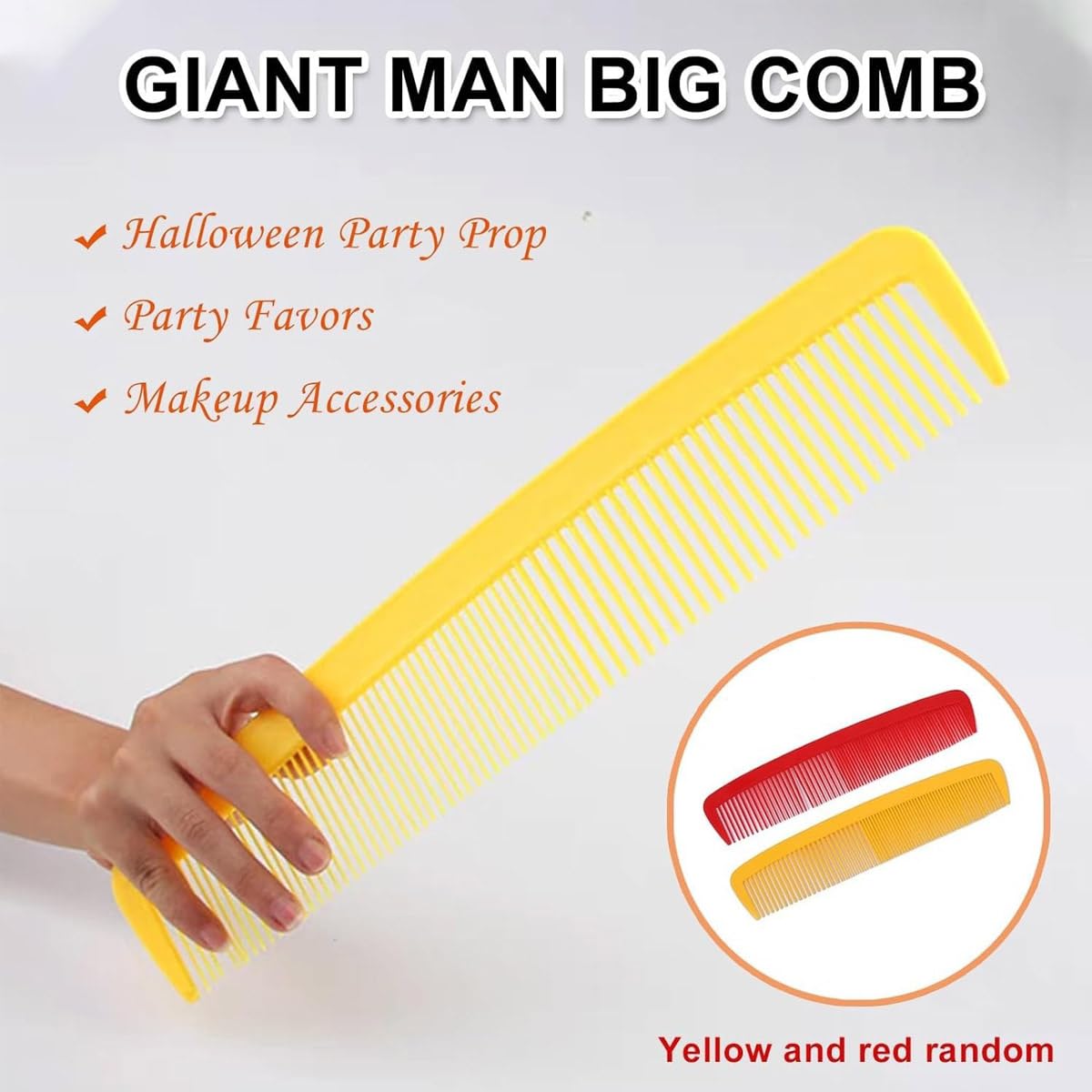 Party Carnival Giant Comb - Giant Wide Comb for Halloween & Carnival,Oversized Prank Hair Styling Tool（Red）