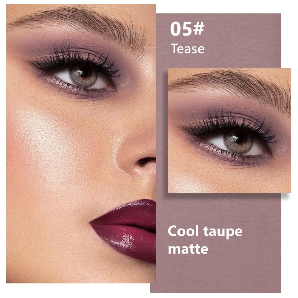 evpct Mauve Taupe Plum Matte Single Eye Shadow Palette Makeup for Older Women, Plum Lavender Purple Natural Cream Eyeshadow Palette for Green Eyes, High Pigment Mini Monochrome Eyeshadow