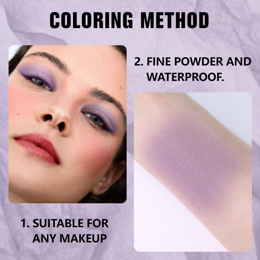 evpct Lavender Purple Matte Single Eye Shadow Palette Makeup for Older Women, Pale Lavender Natural Pressed Eyeshadow Palette for Eyes, High Pigment Longwear Mini Monochrome Eyeshadow Sombra Para Ojos