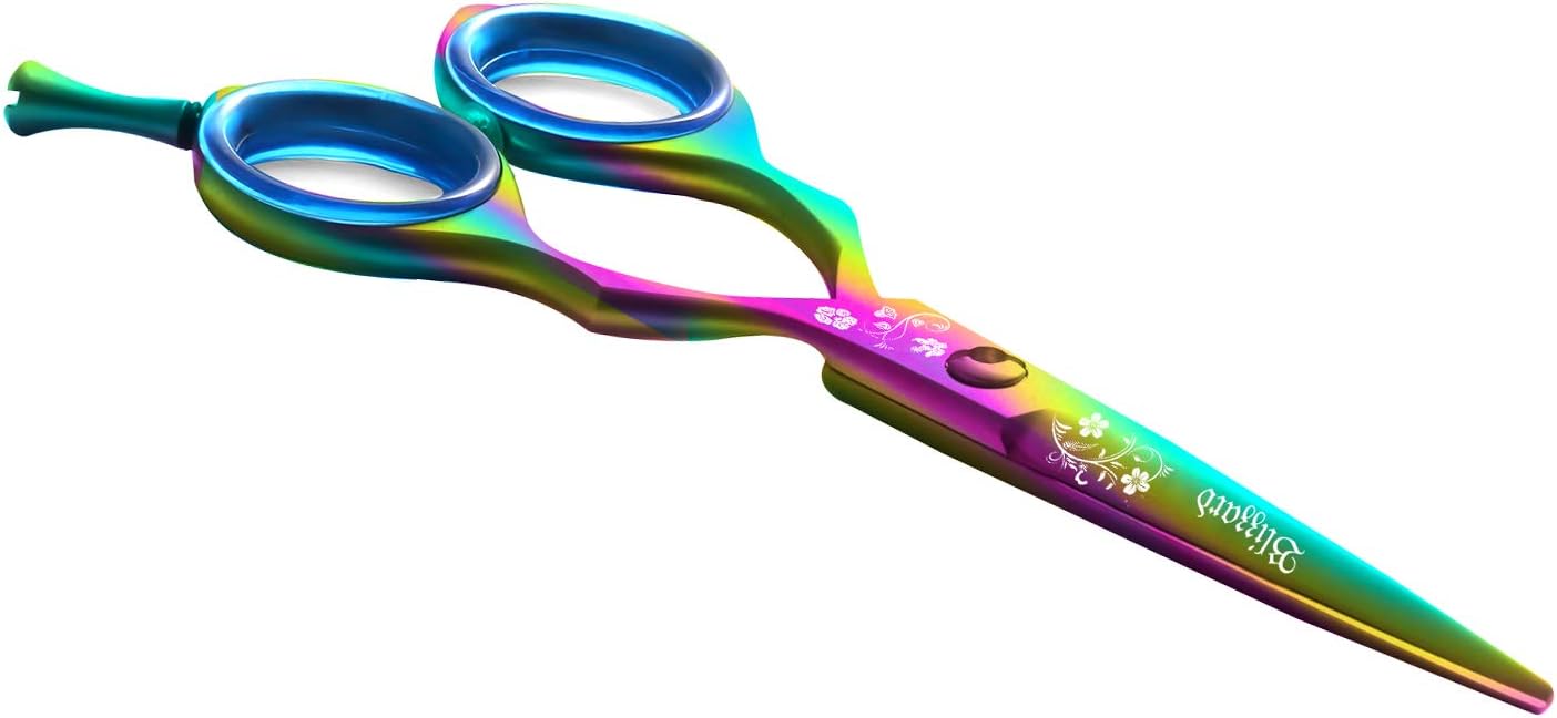 Blizzard Professional Hair Cutting Scissors – 5.5 inch VG10 Cobalt Haircut Shears with Razor Sharp Blades - Rainbow Finish Barber Hairdressing Travel Case for Salons & Home Use