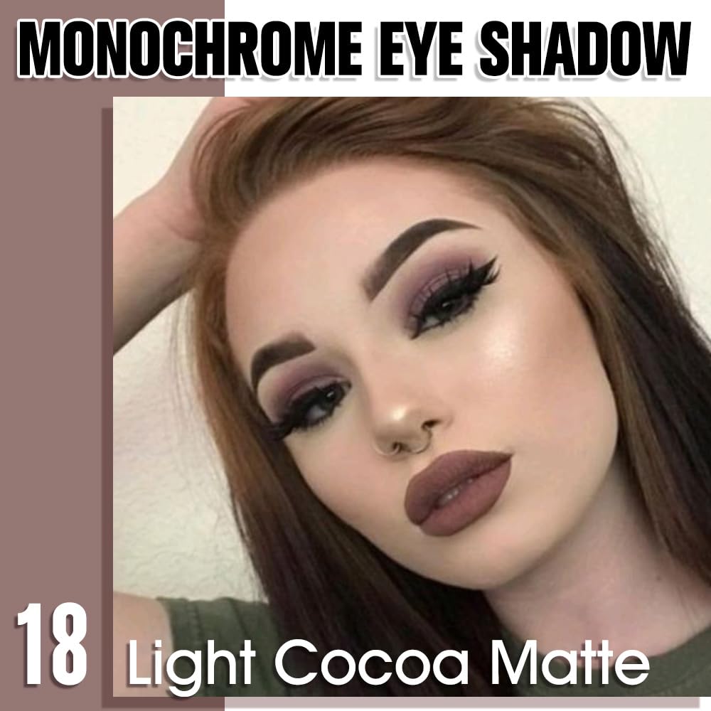 Single Matte Eye Shadow Palette Makeup, Light Cocoa Matte Eyeshadow For Mature Women, Monochrome Eye Shadow Makeup, Pigmented Waterproof Sombras Para Ojos, Vegan, Talc, Paraben & Cruelty Free, 18