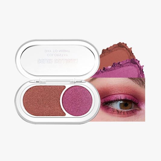 Dual-Color Pearl Eyeshadow Palette – High Pigment Shimmer Eyeshadow Duo, Copper & Roses Pink Shimmer Eye shadow , Silky Blendable Texture, Waterproof Long-Lasting Eye Makeup for Daily & Glam Looks 04#