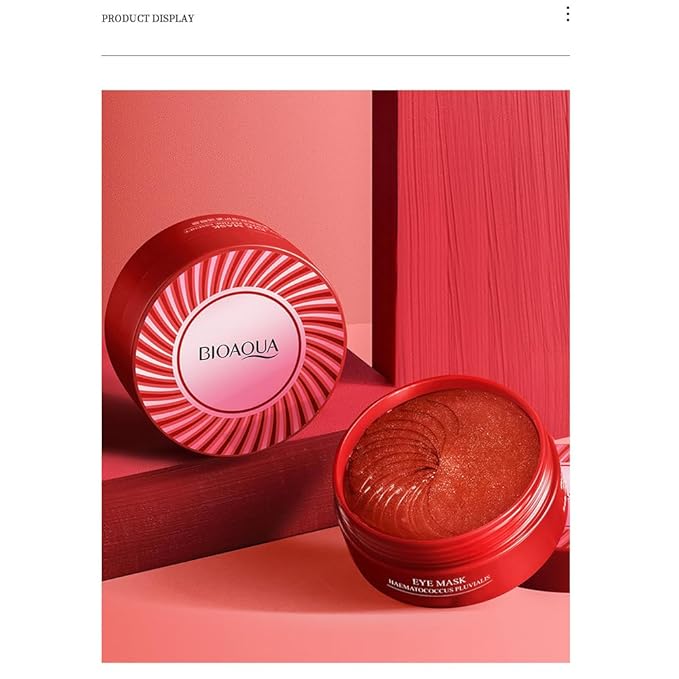 BIOAQUA 30 Pairs Eye Mask Moisturizing Hydrating Anti-Wrinkle Anti-Aging Remove Dark Circles Smooth Nourishing Refreshing 80g / 60pcs (RED HAEMATOCOCCUS PLUVIALIS)