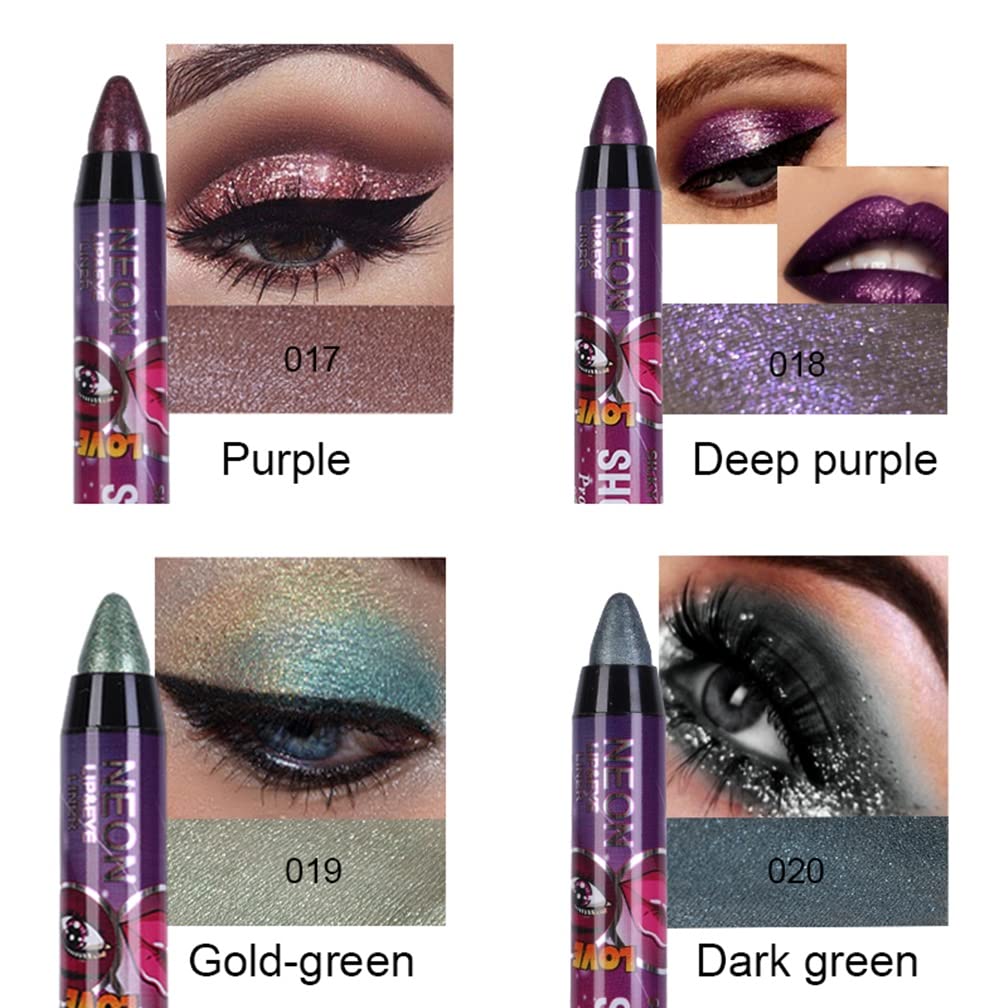 MEICOLY Neutral Brown Eyeshadow Stick, 12 Pcs Shimmer Metallic Purple Blue Eyeshadow Crayon, Eye Brightener Stick, Pro Waterproof & Long Lasting Shiny Bright Starter Rotating Eye Brightener Sticks