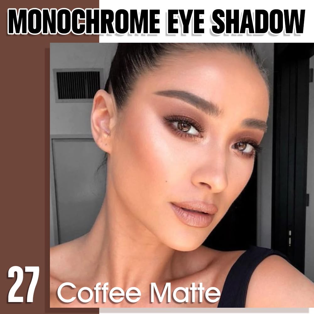 Single Matte Eye Shadow Palette Makeup, Coffee Matte Eyeshadow For Mature Women, Monochrome Eye Shadow Makeup, Pigmented Waterproof Sombras Para Ojos, Vegan, Talc, Paraben & Cruelty Free, 27