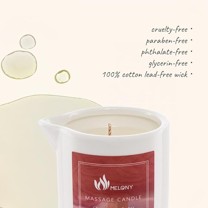 MELONY Massage Candle - Holiday Candle Gifts for Women & Men - Moisturizing Body Oil Candle for Home Spa - Body Massage Oils & Lotion Candle - 8.1oz (Champagne Sugar)