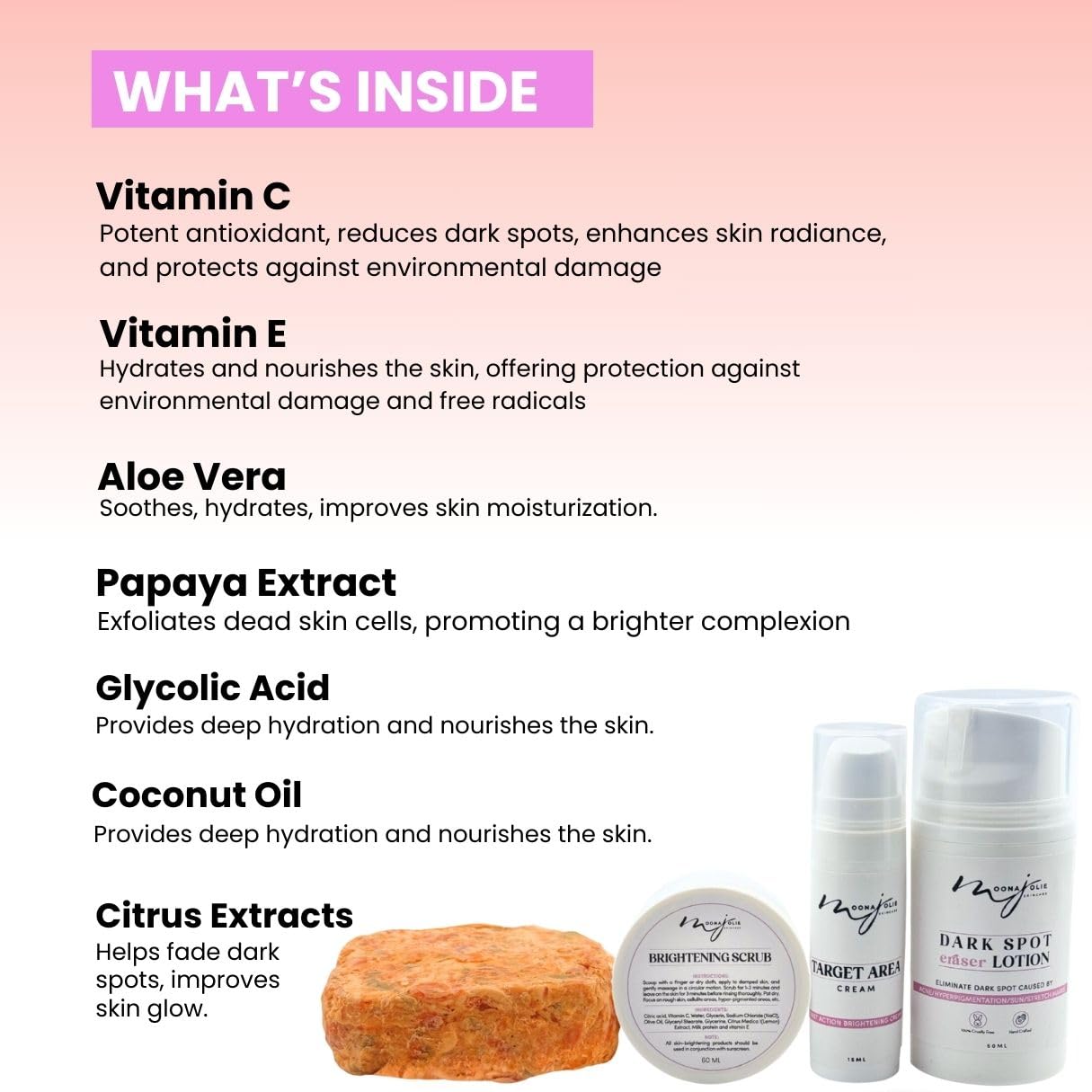 Moona Jolie LIMITED EDITION KIT Mini Full Body & Face Exfoliating Kit | Exfoliating Soap, Nourishing Cream, Hydrating Lotion & Body Scrub – Promotes Smooth, Radiant, Even-Toned Skin