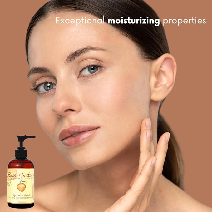 Best of Nature 100% Pure Apricot Oil – Lightweight Massage & Body Oil, Unscented Moisturizer for Hair, Skin, Face, Ideal Carrier Oil for Essential Oils, Half Gallon (64 fl oz)