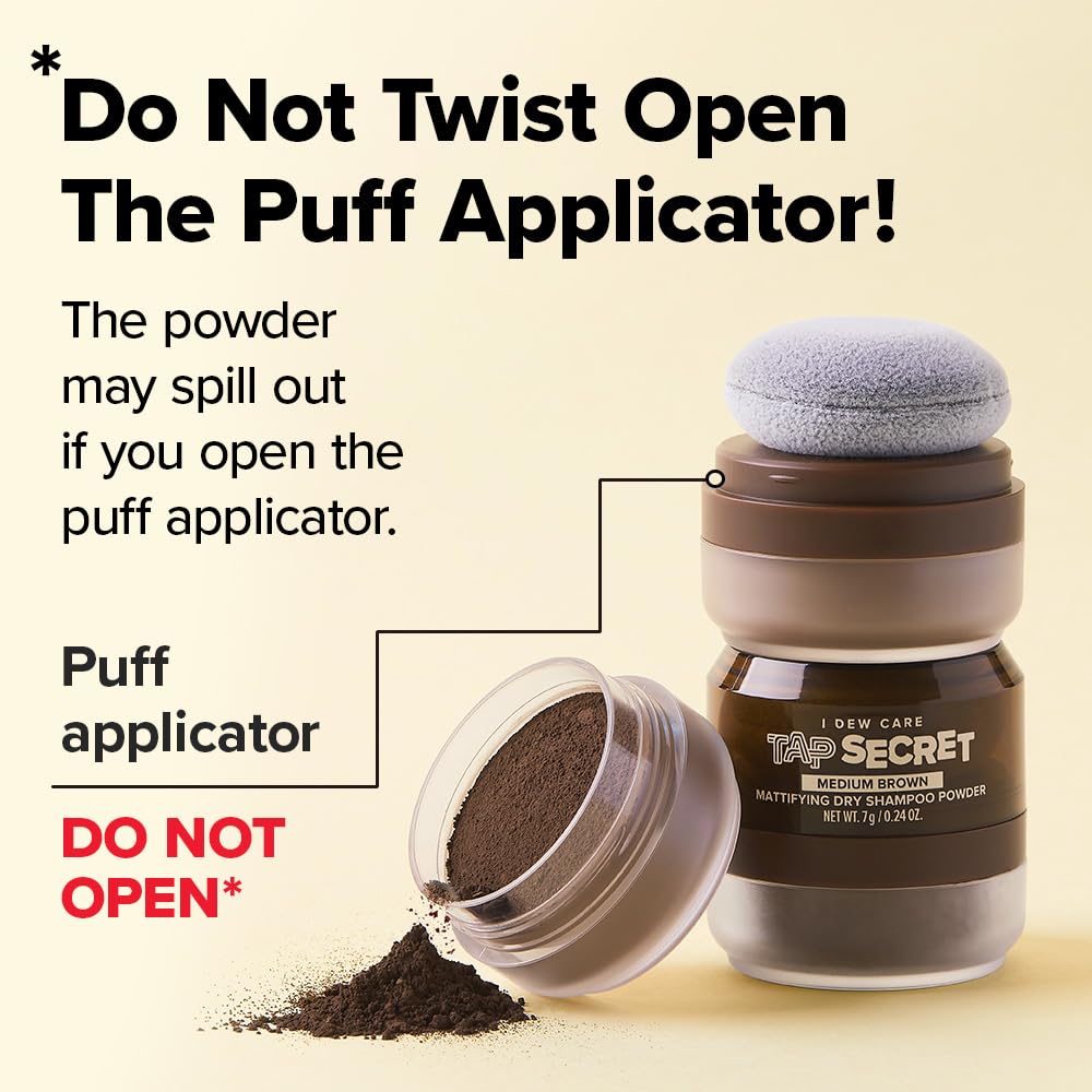 I DEW CARE Biotin Clarifying Dry Shampoo - Tap Secret Dark Original & Dark Brown Duo set | Strengthening & Volumizing, Powder Type, Refillable, Travel size, Brunette, Beauty Gift Sets, 0.29 Oz * 2ea