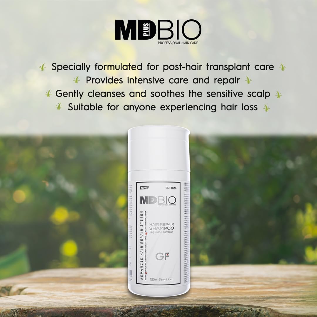 MD PLUS BIO Hair Regrowth, Clinically Tested Repair Shampoo, Anti-Thinning Loss Shampoo, Hair Thinning Therapy For Men & Women, Sulfate Free Paraben Free - 8.45 Fl Oz (150 ml)