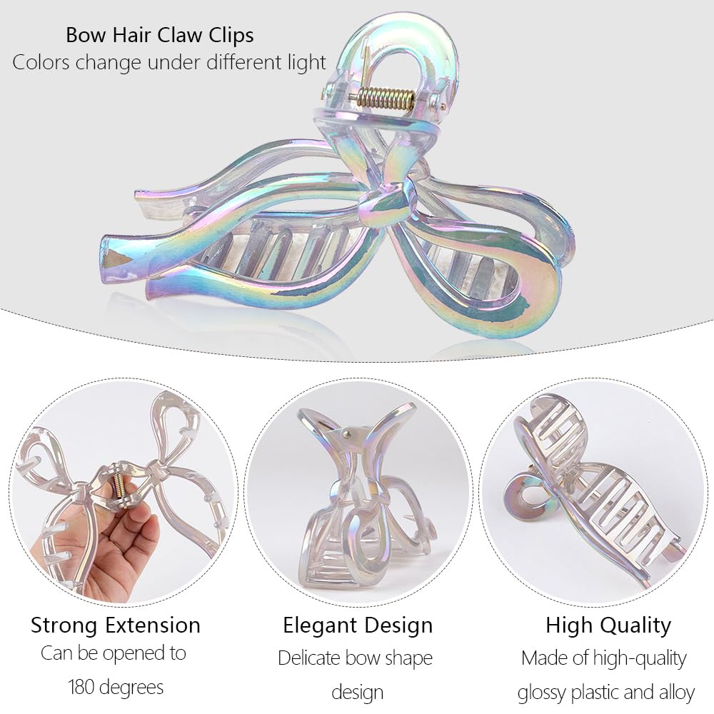 4PCS Jelly Color Bow Hair Claw Clips Cute Elegant Butterfly Hair Accessories Acrylic Fashion Clips Nonslip Butterfly Clip Hair Styling Accessories for Women (Jelly color)