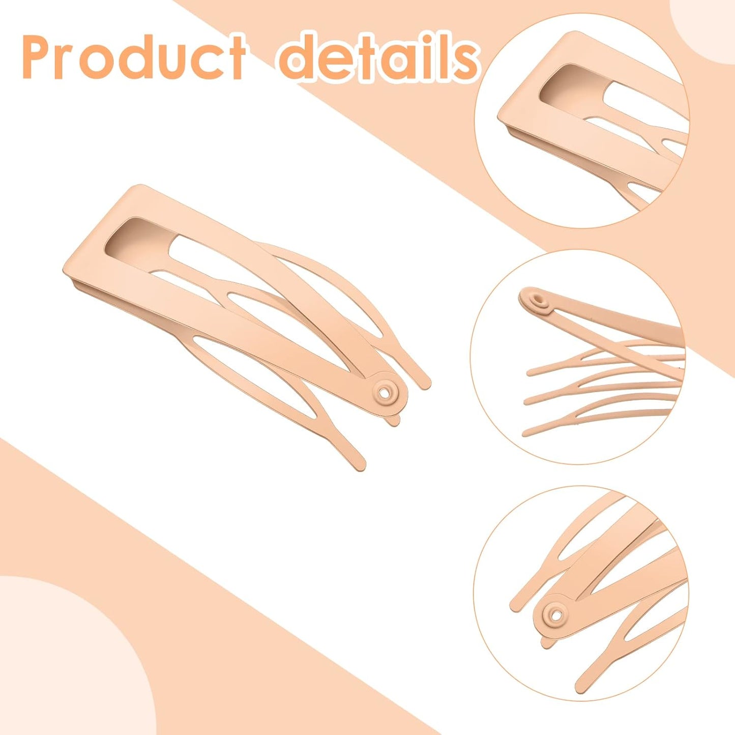 Chinco 24 Pcs Double Grip Hair Clips Metal Snap Clips Women Barrettes for Hair Making, Salon Supplies(Cream,2 Inch)