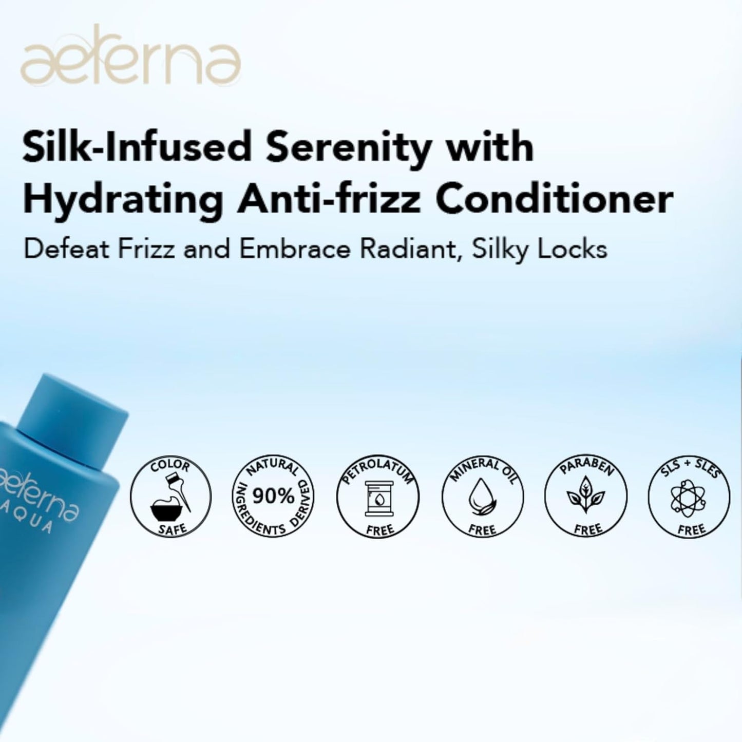 Aeterna AQUA Anti-Frizz Conditioner - Deep Hydrating Conditioner with Aloe Vera & Natural Oils for All Hair Types | Sulfate Free - Repairs & Smooths Damaged Hair - 250 ml