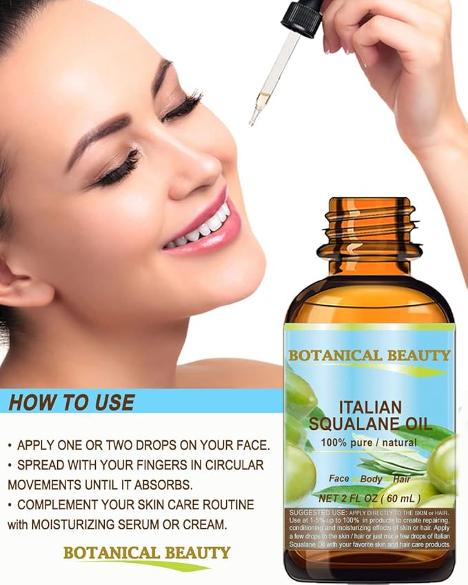 Botanical Beauty SQUALANE Italian. 100% Pure/Natural/Undiluted Oil. 100% Ultra-Pure Moisturizer for Face, Body & Hair. Reliable 24/7 skincare protection. 4 fl.oz- 120 ml