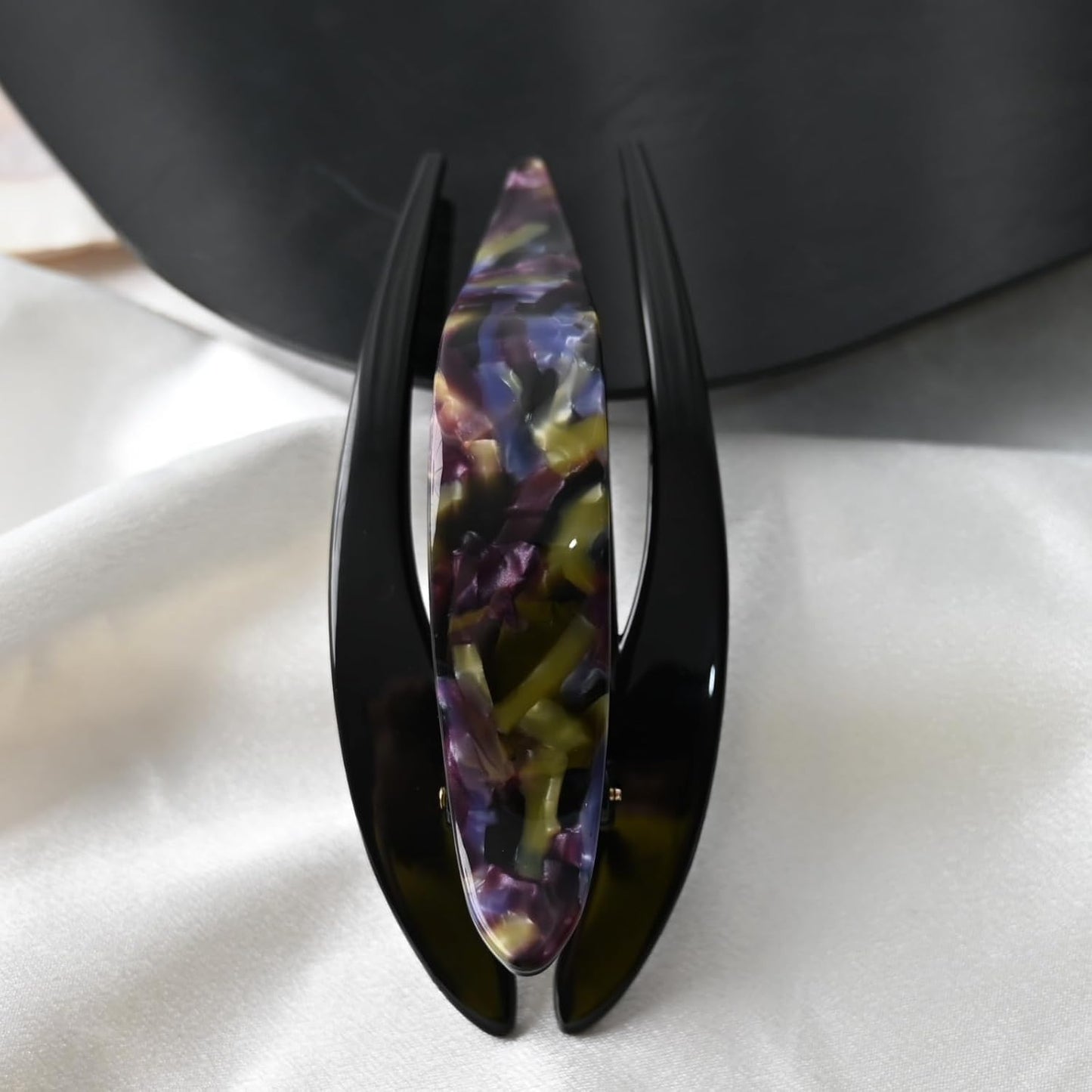 Handmade Celluloid French Design Tortoise Shell Barrettes Side-slide Opening Duck Luxury Fashion Accessories Hair Clip Claw for Women (purple)