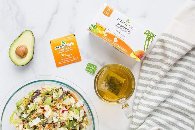 Miracle Tree - Organic Moringa Superfood Tea, 25 Individually Sealed Tea Bags, Mango (Keto, Detox, Energy & Immunity Booster, Vegan, Gluten-Free, Organic, Non-GMO, Caffeine-Free)